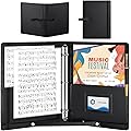 GOEDCH Classeur pour chorale en cuir synthétique noir avec sangle : luxueux PU noir avec élastique et porte-stylo pour partitions, instrumentaliste, musicien, classeur de partitions étanche en
