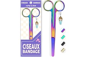NURSE IS LOVE Mayo Ciseaux infirmiere, ciseaux infirmier bout rond | infirmiere accessoires avec motifs uniques à pansement compressif | lames aiguisées inox | idéal trousse de secours