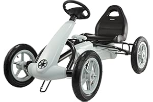 HyperMotion Go-Kart Tretfahrzeug - Kinderfahrzeug ab 5 Jahren - Verstellbarer Sitz mit Doppelhandbremse - 30cm Räder - Vorwärts & Rückwärts Fahrfunktion - Grau