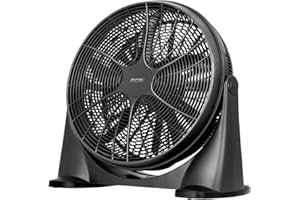 MPM MWP-18 Ventilatore da terra industriale circolatorio silenzioso oscillante 360°, 3 velocità, 53 cm, nero, 90 W