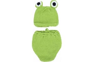 Zerodis Neugeborene Fotografie Requisiten Kostüm, niedlichen grünen Frosch Foto Kostüm Kleinkinder Hüte Outfits für und Mädchen (0-6 Monate)(Grün)
