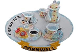 THOMAS BENACCI Cornwall Cream Tea Magnet - Scones, Cornish Clotted Cream, Jam - British UK Souvenir for Visitors of Portreath, Newquay, Looe, Tintagel or Truro
