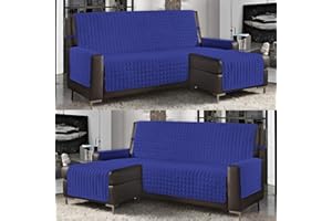 BANZAII TEXTILE INNOVATOR ONLINE Banzaii Funda Sofá para Chaise Longue Acolchada 4 Plazas (290 cm) Reversible para Chaise Longue Izquierda/Derecha, Azul Claro