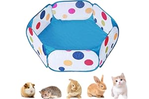 DOZNOZRI Portable Small Animals Playpen, Breathable Foldable Pet Cage Tent Pop-Up Exercise Yard Fence, Pet Play Pen for Rabbits, Hamster, Guinea Pig, Chinchillas and Hedgehogs (Blue)