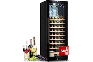 KLARSTEIN Cave a Vin, Réfrigérateur à Vin sur Pieds avec Porte en Verre, Cave à Vin de Vieillissement, Prosecco, Bière, Ecran Tactile, Réfrigérateur Bar, Frigo, Protection UV, 4-18°C, 54 Bouteilles