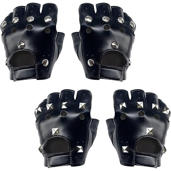 Guantes De Piel Sint&eacute;tica Sin Dedos - Guantes Punk De Motociclista Negros Con Cierre De Cintur&oacute;n