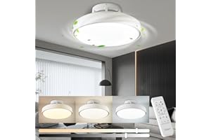 ‎CELAVY CELAVY Deckenventilator mit Lichtern und Fernbedienung, 74 W, Deckenventilator mit Lampen für Schlafzimmer, Wohnzimmer, LED, modern, leise, dimmbar, Deckenventilator, Deckenmontage, 48 cm, Weiß