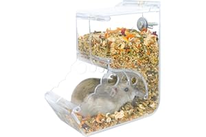 Andiker Automatic Hamster Feeder, 400ML Acrylic Automatic Feeding Hamster Cage Feeder Dispenser, Transparent Refill Pet Feeder for Hamsters, Hedgehogs, Squirrels, Guinea Pig, Parrot (400ML)