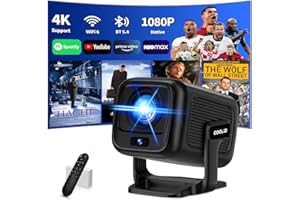 COOLID Beamer 4K Projektor Full HD 1080P, Mini Beamer mit WiFi 6 und Bluetooth 5.4,Video Projektor Mit UnterstüTzung FüR Autofokussierung Und Trapezialkorrektur, Mit HDMI-Kabel Und Fernbedienung Schwarz