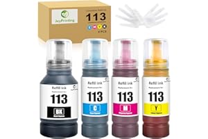 JoyPrinting 113 Pigment Ink Bottle Replacement for Epson 113 Compatible with ECOTANK ET-5150/ET-5170/ET-5800/ET-5185/ET-5805/ET-5850/ET-5855/ET-5880/ET-16150/ET-16655/ET-16600/ET-16605 (4 pack)