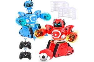 Euakee 2 PCS Robot Kombat Teledirigido con Muñeca Eyectora, Juguete RC Robot de Combate con Modo Boxeo & Fútbol, Luz y Sonido, Recargables, Robots de Combate Regalo Niño a Partir de 6 Años