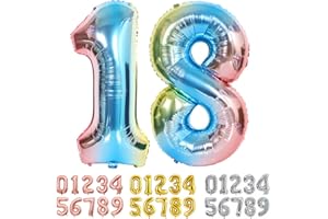 Ponmoo Luftballons Zahlen 18/81 Farbverlauf Blau, Riesen Nummer 0 1 2 3 4 5 6 7 8 9 10-19 20-29 30-39 40 50 60 70 80 90 100, groß Folienballons für Hochzeit Jubiläum, Geburtstags Party Dekoration