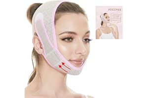 FOCONEE Réducteur de double menton, sangle amincissante pour le visage, masque de levage en V, ceinture de levage réutilisable en forme de visage pour femme, raffermit la peau et empêche l'affaissement