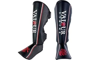 Valour Strike Shin Guards for Kickboxing Muay Thai MMA Karate Martial Arts Taekwondo or Kick Boxing | Sparring Pads to Guard Leg Foot & Instep | Protective Equipment