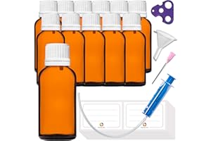 HandsUnity 30ml-12pz di Flacone con Contagocce - Piccolo Flacone di Vetro Ambrato da Farmacia con Tappo Bianco Contagocce in Vetro Marrone set Compresi 30 Accessori ausiliari