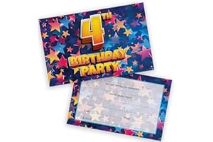 STUFF4 4th Birthday Party Invitations Kids - Celebration Stars 36 Pack - Childrens Birthday Invitations for Boys/Girls A6 Bday Party Invites Invitation Cards with Folding Envelopes