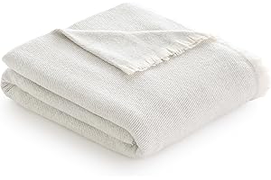 Todocama Extra weiche Baumwolldecke mit Streifenmuster, Mehrzweck-Tagesdecke für Sofa, Bett, dekorativer Bezug und Fular (Hellgrau, 120x180 cm)