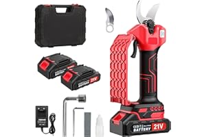 NEEMOSI Forbici Potatura Elettriche,Cesoie elettriche 21V, forbici professionali da giardino MAX 25 mm di diametro di taglio, forbici tagliarami senza fili con interruttore di sicurezza (rosso)