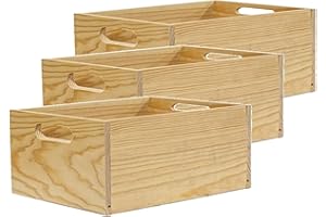 COSECHA PRIVADA Caja Madera Deco - Envío 24h - Caja Multiusos - Pack 3 Cajas 30x20x14 cm - Almacenaje, Decoración Sostenible con asas (Pack 30-3)