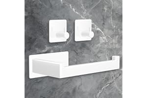 YUNISS Uchwyt na papier toaletowy ze stali nierdzewnej 304 uchwyt na papier toaletowy bez wiercenia do łazienki kuchni toalety - biały