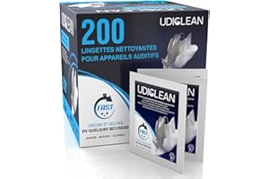 UDIVITA 200 lingettes humidifiées Udiclean emballées individuellement pour les appareils auditifs et les implants cochléaires Les lingettes à séchage rapide éliminent la graisse la sueur et la saleté