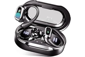 ROLOSAR Cuffie Bluetooth Sport, Cuffie senza fili Bluetooth 5.4 con 4 ENC Mic, bassi profondi, 50H tempo di riproduzione senza fili, IP7, impermeabili, indicatore LED USB-C Touch Control con gancio per le