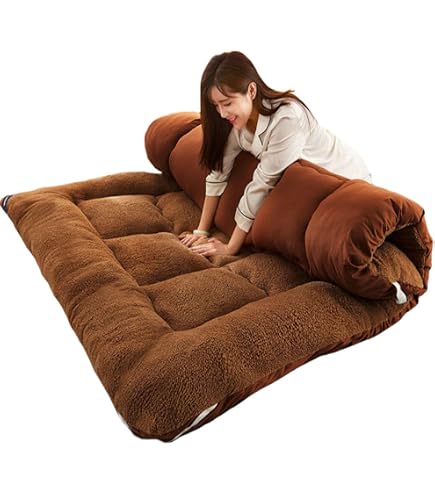 Matelas De Sol Japonais Futon 80x190 Cm, Bleu, En Coton Matelassé, épaisseur 5 Cm, Avec Sac De Rangement Sous Vide Réutilisable, Pour Invités, Camping, Yoga
