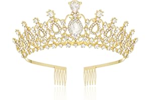 Makone Diadème en cristal avec peigne en strass pour couronne de mariée, mariage, bal de fin d'année, concours, fêtes de princesse, diadème de mariage, diadème pour enfants, couronne de princesse,