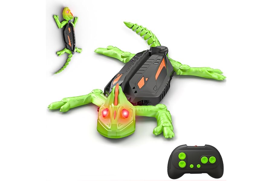 Kssvzz Wall Crawler Gecko with LED Eyes, 360° Rotation RC Robot Lizard for Kids, Climbs up Walls Climbing Chameleon for Prank Toys & Games, Birthday Xmas Gifts Presents Toys for Boys Age 3 4 5 6 7 8+