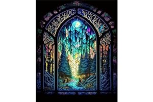 Wenfdrtr Landscape Paint by Numbers Kit, Starry Night Paint by Numbers for Adult,Moon Paint by Number for Adults Wall Art Decor Gifts(12x16inch,Frameless)