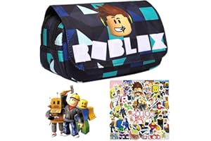 MIFKLMV Robllox Astuccio Matita Cartoleria con 50pc Adesivi, Borsa Penna 3D Matita, Matite Grande Capacità Pencil Case, Studenti per Matite per Bambini Scuola Astuccio per Matite Ragazze e Ragazz