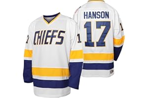 PHM Herren Hanson Brothers Jersey, Charlestown Chiefs 16 Jack 17 Steve 18 Jeff Slap Shot Film Eishockey Jersey genäht Blau Weiß