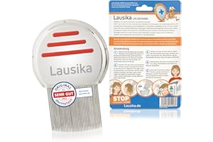 Peigne à poux en métal - peigne à lentes avec des dents arrondies très rapprochées (0,12mm) - rouge