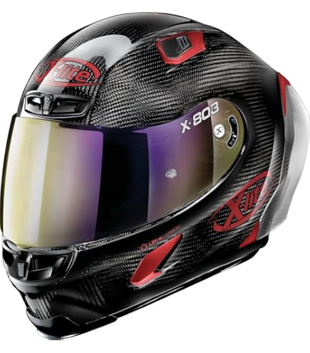 Casco X-Lite X-803 RS Ultra Carbon - Unisex, Integrale Racing Con Visiera Dark Green E Spoiler Aerodinamico