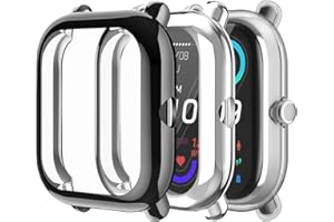 Fintie Hülle kompatibel mit Amazfit GTS 2 Mini/Bip U Pro, [3 Stück] Ultradünne Leichte Displayschutz Schutz Gehäuse Abdeckung, 1 Schwarz + 1 Klar + 1 Silber
