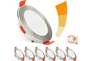 ‎BOYIR BOYIR LED Einbaustrahler 230V Flach Dimmbar 5W 500lm LED Spots IP44 Bad Einbauleuchten Deckenspots Deckenstrahler, Warmweiß Neutralweiß Kaltweiß Einbauspots für Badezimmer Küche Wohnzimmer, 6er Set