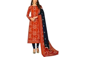 ladyline Costume Salwar Kameez 100 % coton imprimé Bandhani avec Dupatta en coton