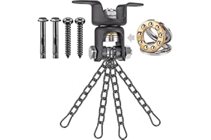 BeneLabel Swing Hanger Bearing, Heavy Duty Hammock Chair Hook 360 Swivel Punching Bag Ceiling Bracket Carabiner with 4 x 26cm Black Chains Yoga Rope/Aerail Hoop/Boxing Suspension Kit, 600lbs