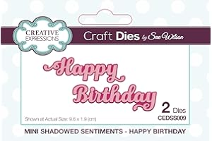 Sue Wilson Mini Shadowed Sentiments - Happy Birthday - Cutting Dies, Silver, 9.6 x 1.9 cm largest die
