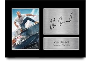 HWC Trading A4 Vin Diesel Fast & Furious Dominic Toretto Cadeaux Imprimé Signé Autographe Photo pour les fans de cinéma - A4