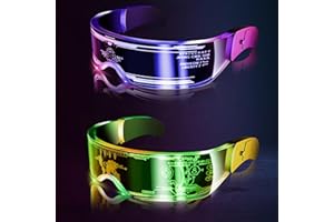 SILOM LED Visor Glasses, 2pcs LED Light Up Glasses Luminous Glasses LED Neon Glasses Party Flashing Glasses for Halloween Cosplay Bar Club Party Girl Boy Gift Party Glasses 7 Colors 5 Modes