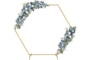 SHINOSKE 2.2Mx1.9M Arches de Mariage Hexagone en métal doré pour cérémonie, Arche de Jardin en métal pour Mariage, Kit d'arche de Ballons, décoration pour fête Anniversaire Mariage (Or)