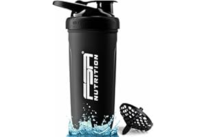 FSA Nutrition Edelstahl Protein Shaker - Fassungsvermögen 900 ml - Skaliert bis 700 ml - auslaufsicher - BPA frei - mit Sieb für cremige, klumpenfreie Shakes - Shaker Proteinshake - Schwarz