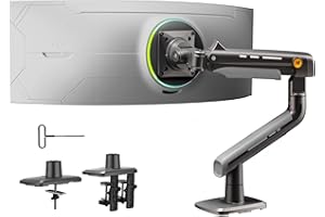 NB Ergonomic Braccio per monitor piatti/ultrawide/curvi da 27" a 50", supporto resistente fino a 18 kg, VESA 75/100 mm per monitor A5
