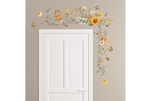 Tanlaby Stickers Muraux Plantes Florales Autocollants Muraux Fleurs Papillon Sticker Mural Amovible Deco Stickers pour Salons Chambres Bureaux Canapé Fond Décoration Murale