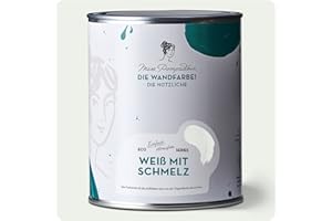 MissPompadour abwaschbare Wandfarbe Weiß mit Schmelz 1L - hohe Deckkraft & Ergiebigkeit - matte, scheuerbeständige Innenfarbe - geruchsarm, wasserbasiert, atmungsaktiv - Die Nützliche