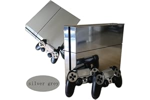 DOTBUY-SHOP DOTBUY PS4 Skin Aufkleber Sticker Design Folie schützende Haut Schale für Sony Playstation 4 Konsole und 2 Dualshock Controller (Silver Glossy)