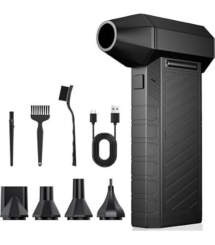 APPS2Car Soffiatore Elettrico A 10 Velocità – 130.000 Giri/min, Display LED, Batteria 5000 MAh, Per Tastiere E Auto