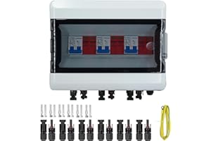 GTYORUS Boîte Photovoltaïque,DC überspannungsschutz PV Solar Trennschalter mit Solarstecker 3 String 500V Photovoltaik DC Leitungsschutzschalter Blitzschutz Erdung für PV Anlage(3 in 3 out,40A)