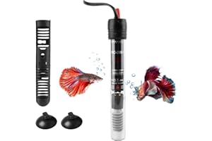 LWMTT Calentador de Acuario,Sumergible Calentador de Agua Acuario con Termostato,50W Calentador Sumergible,Pecera de Temperatura Ajustable, para Acuarios, Depósitos de Peces, Tortugas Marinas (60L)